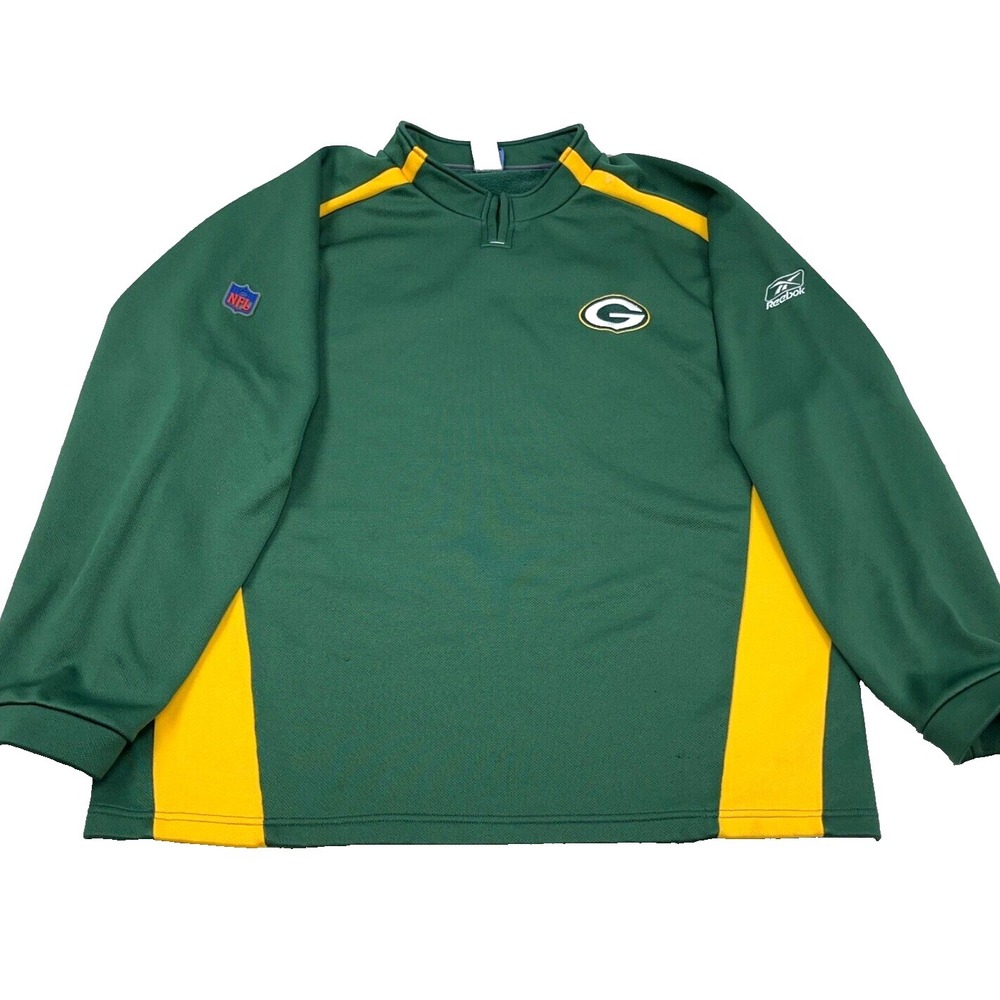 Green Bay‎ Packers Sweatshirt Men XXL 2XL Green Yellow Performance VTG Y2K Mock